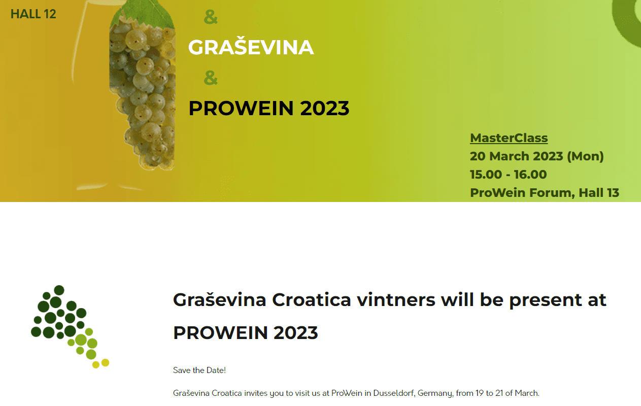 Graševina Croatica has a website dedicated to the Prowein 2023